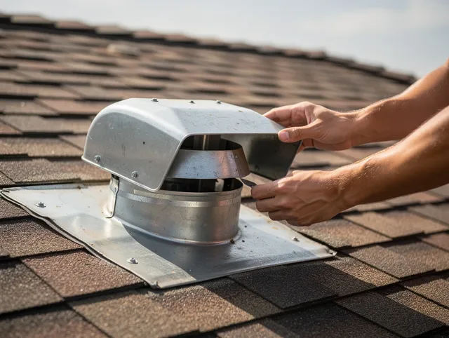Homestead Dryer Vent Cleaning certified technician safely cleaning a roof-mounted dryer vent in Homestead