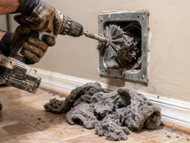 Certified Homestead Dryer Vent Cleaning technician performing dryer vent cleaning in Homestead
